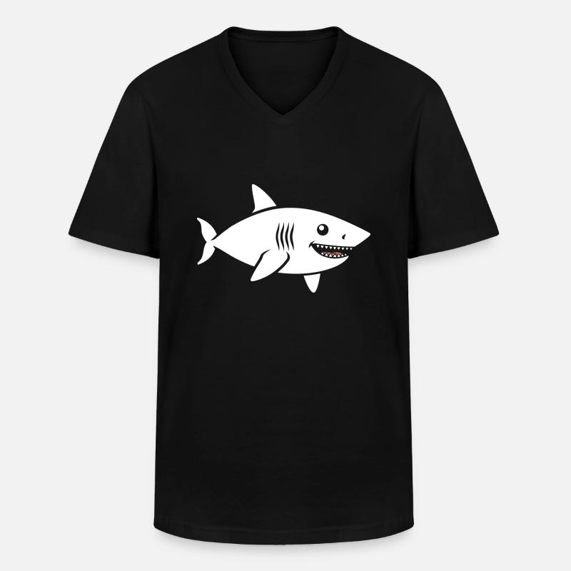 Hai - Männer-T-Shirt mit V-Ausschnitt - Schwarz