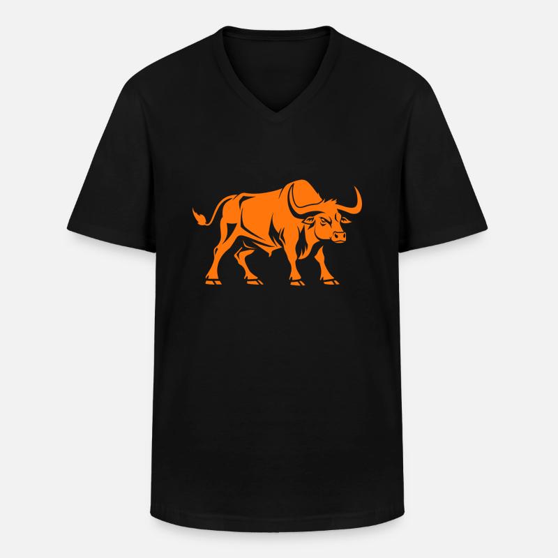 Stier - Männer-T-Shirt mit V-Ausschnitt - Schwarz