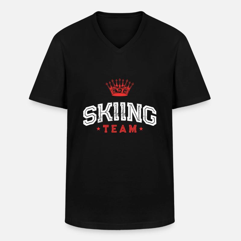 Skiing Team - Männer-T-Shirt mit V-Ausschnitt - Schwarz