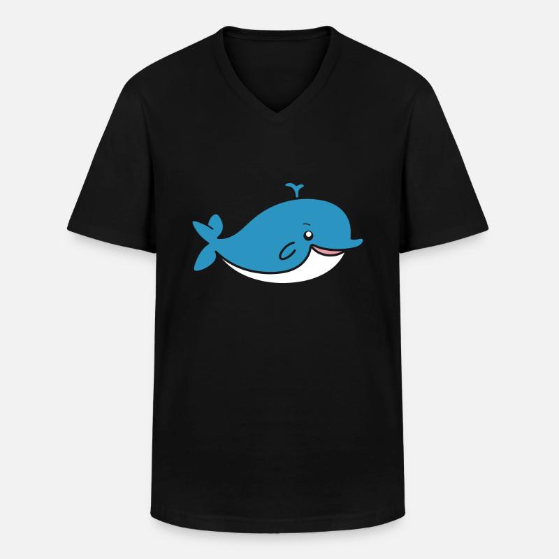 Wal - Männer-T-Shirt mit V-Ausschnitt - Schwarz