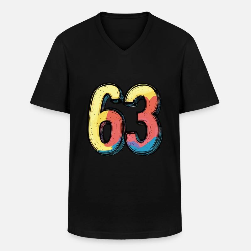 63 Zahl Bunt - Männer-T-Shirt mit V-Ausschnitt - Schwarz