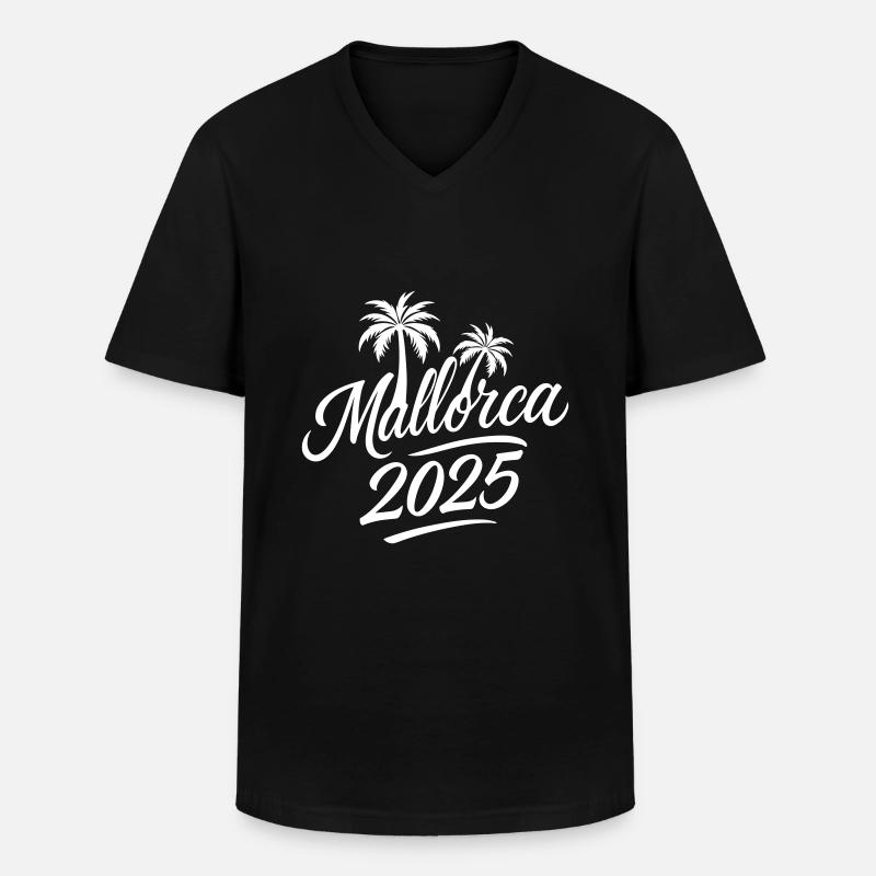 Mallorca 2025 Palmen - Männer-T-Shirt mit V-Ausschnitt - Schwarz