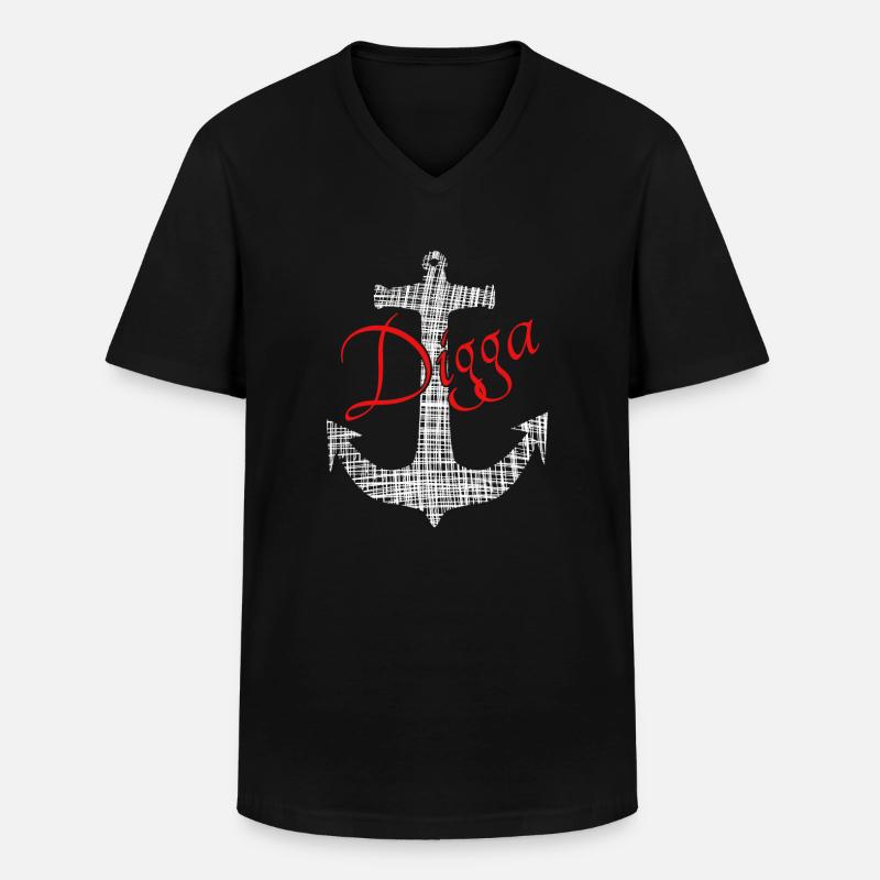 Anker Digga - Männer-T-Shirt mit V-Ausschnitt - Schwarz
