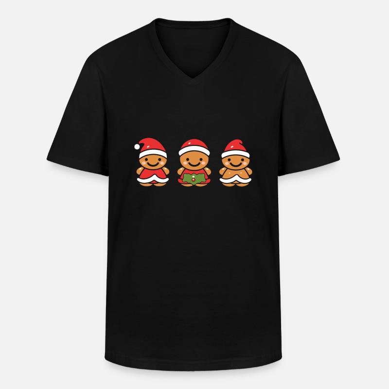 Lebkuchenmann - Männer-T-Shirt mit V-Ausschnitt - Schwarz