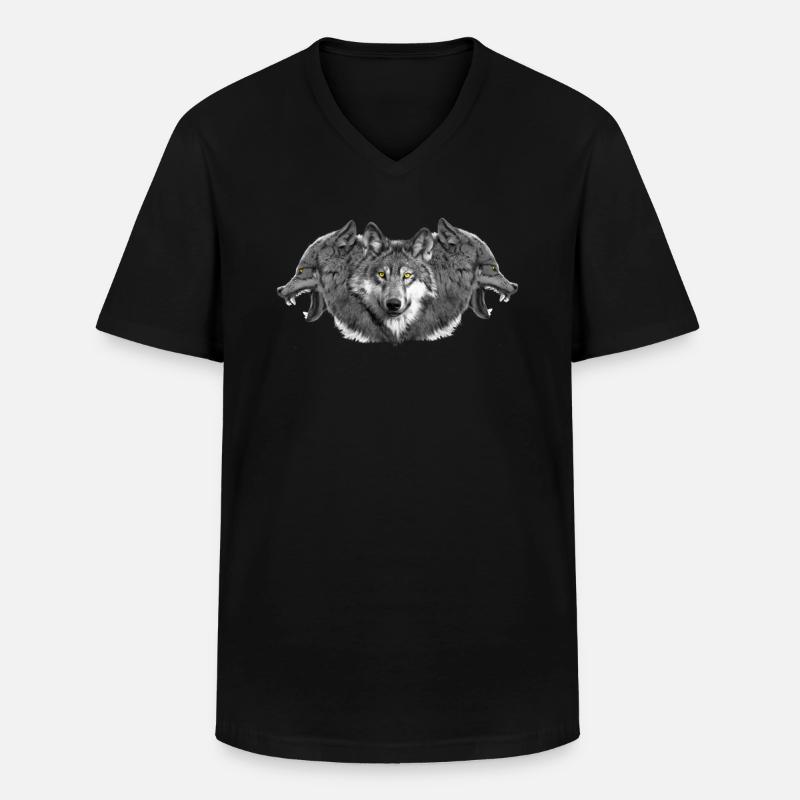 Wolf Wolfsrudel - Männer-T-Shirt mit V-Ausschnitt - Schwarz