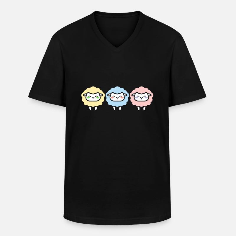 Schaf - Männer-T-Shirt mit V-Ausschnitt - Schwarz