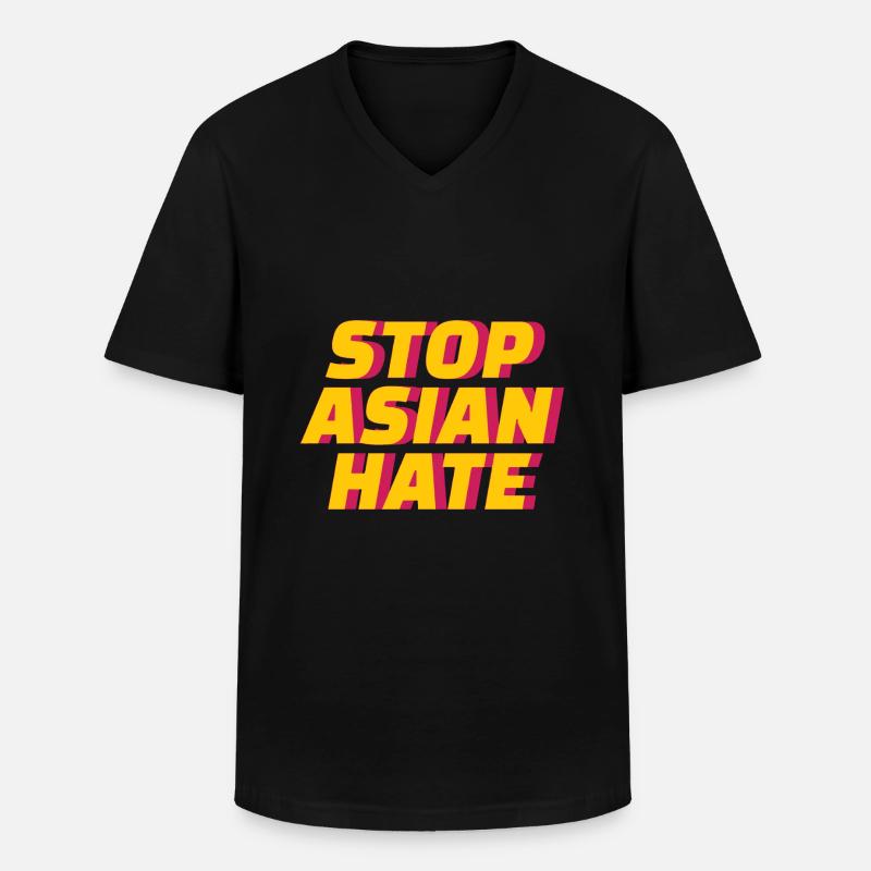 Stop Asian Hate! - Männer-T-Shirt mit V-Ausschnitt - Schwarz