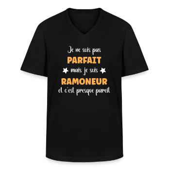 Je ne suis pas parfait mais ramoneur - T-shirt col V Homme - noir - Devant - AI Model Male 178 dark (178cm)
