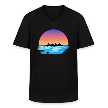 Rudern, Männer Ruderteam, Wasser und Sonne - Männer-T-Shirt mit V-Ausschnitt - Schwarz - Vorne - AI Model Male 178 dark (178cm)