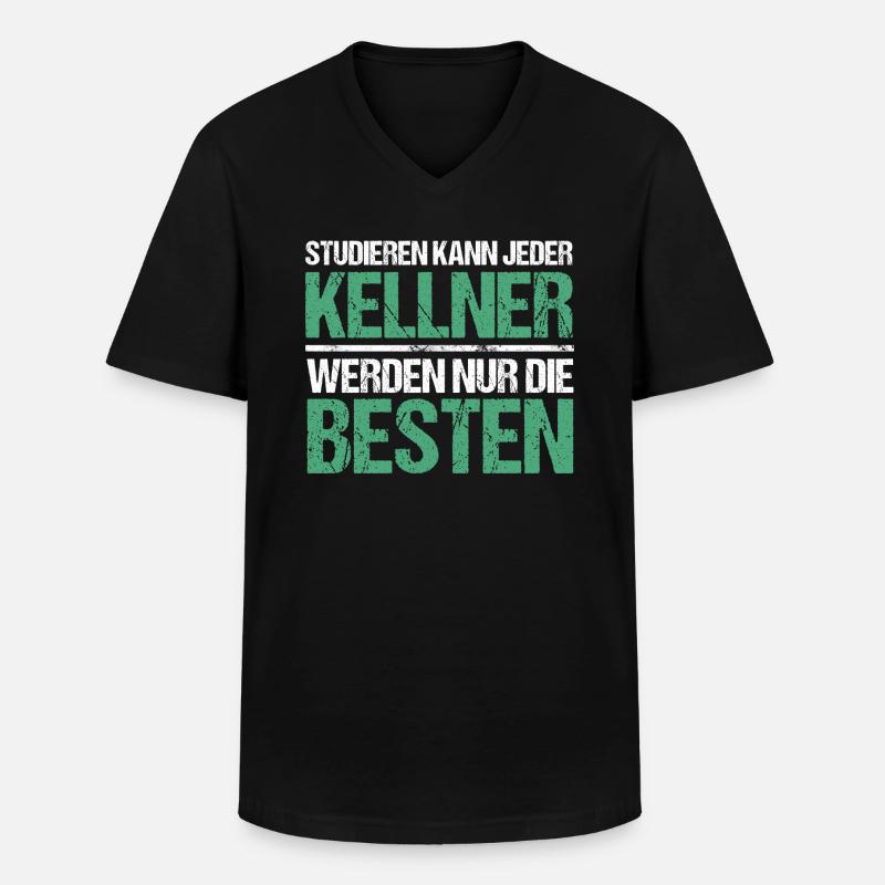 Studieren kann jeder - Kellner Edition - Männer-T-Shirt mit V-Ausschnitt - Schwarz