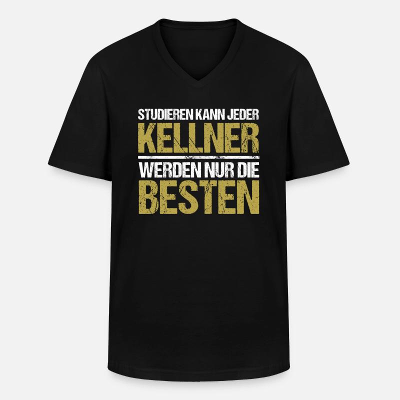 Studieren kann jeder - Kellner Edition - Männer-T-Shirt mit V-Ausschnitt - Schwarz