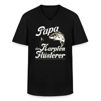 Papa der Karpfen Flüsterer - Männer-T-Shirt mit V-Ausschnitt - Schwarz - Vorne - AI Model Male 178 dark (178cm)