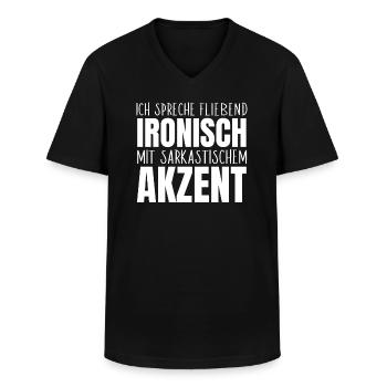 Ich spreche fließend ironisch sarkastisch Akzent - Männer-T-Shirt mit V-Ausschnitt - Schwarz - Vorne - AI Model Male 178 dark (178cm)