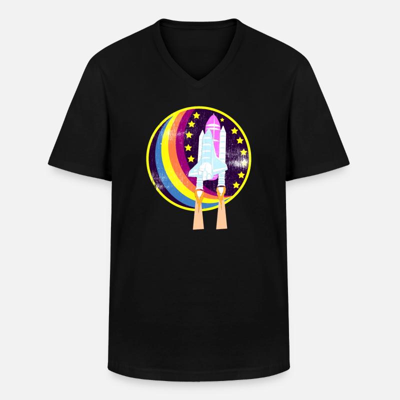ASTRONAUTS - Männer-T-Shirt mit V-Ausschnitt - Schwarz