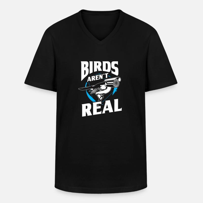Birds aren't real Birdwatching - Männer-T-Shirt mit V-Ausschnitt - Schwarz