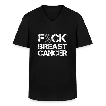 Fuck cancer du sein cancer du sein cancer du ruban rose - T-shirt col V Homme - noir - Devant - AI Model Male 178 dark (178cm)