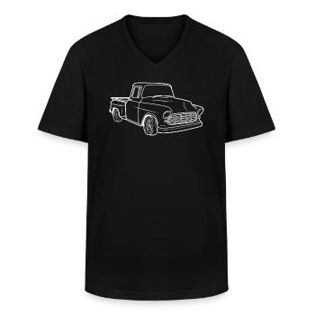 Classic Truck - Oldies Car - Pickup Truck - Men's V-Neck T-Shirt - black - Front - AI Model Male 178 dark (178cm)