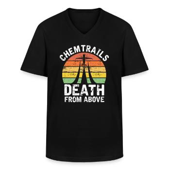 Chemtrails Conspiracy theory Verschwörung Theorie - Men's V-Neck T-Shirt - black - Front - AI Model Male 178 dark (178cm)