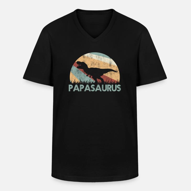 Vatertag Papa Vater Vati Papasaurus Geschenkidee - Männer-T-Shirt mit V-Ausschnitt - Schwarz