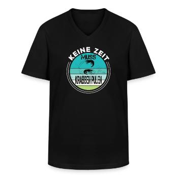 Keine Zeit muss Krabben pulen Nordsee Norddeutsch - Männer-T-Shirt mit V-Ausschnitt - Schwarz - Vorne - AI Model Male 178 dark (178cm)