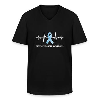 Prostate Cancer Prostate Cancer Loop Survivor - Men's V-Neck T-Shirt - black - Front - AI Model Male 178 dark (178cm)
