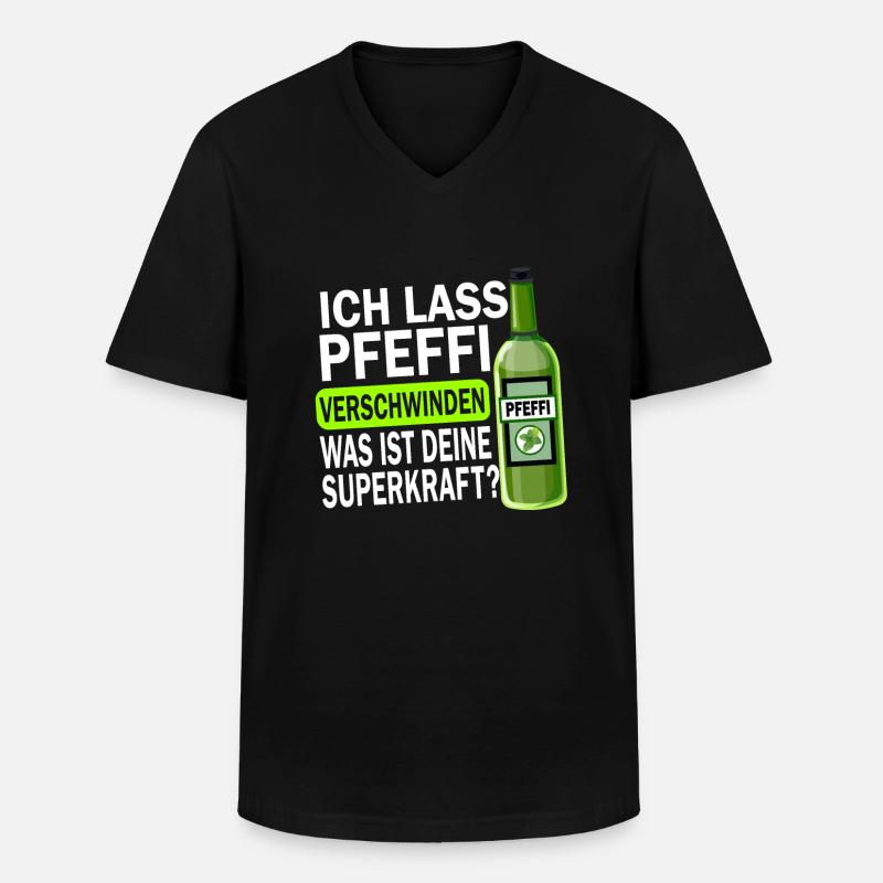 Pfeffi - Männer-T-Shirt mit V-Ausschnitt - Schwarz