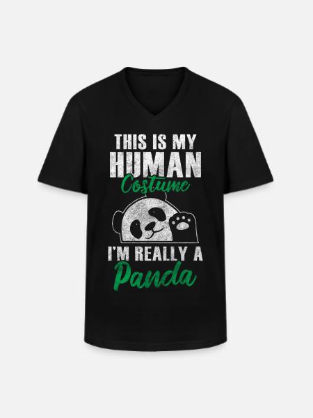 Panda Géant Panda Chine Mignon - T-shirt col V Homme - noir