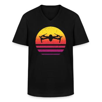Drohne Retro Style Vintage - Männer-T-Shirt mit V-Ausschnitt - Schwarz - Vorne - AI Model Male 178 dark (178cm)