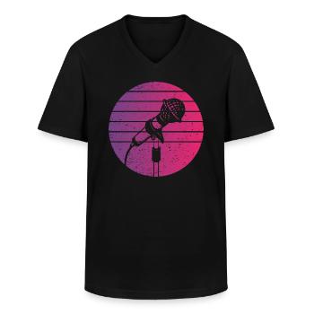 Mikrofon Retro Style Vintage - Männer-T-Shirt mit V-Ausschnitt - Schwarz - Vorne - AI Model Male 178 dark (178cm)