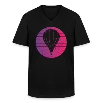 Montgolfière Retro Style Vintage - T-shirt col V Homme - noir - Devant - AI Model Male 178 dark (178cm)
