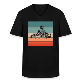 Gokart Retro Style Vintage - Männer-T-Shirt mit V-Ausschnitt - Schwarz - Vorne - AI Model Male 178 dark (178cm)