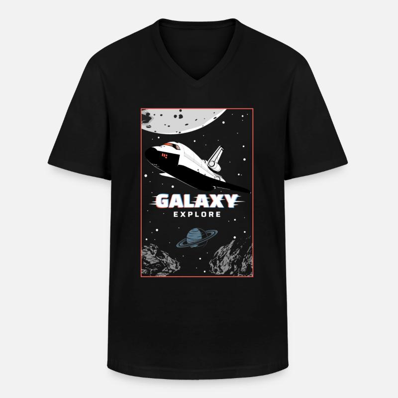 Galaxy Explorer Space Design - Männer-T-Shirt mit V-Ausschnitt - Schwarz