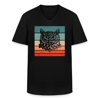 Eule Retro Style Vintage - Männer-T-Shirt mit V-Ausschnitt - Schwarz - Vorne - AI Model Male 178 dark (178cm)