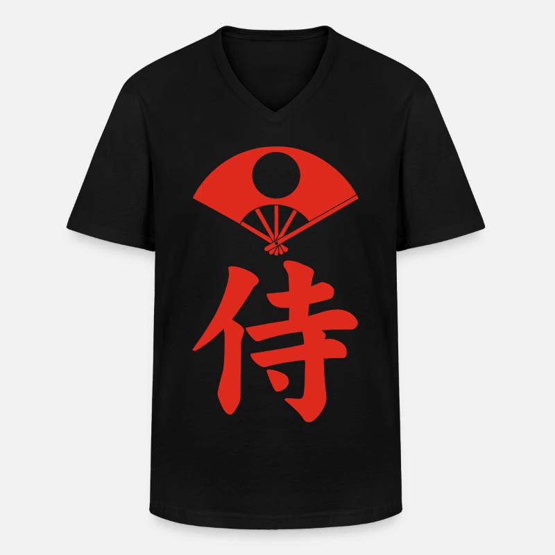 Samurai-Emblem des Satake-Clans (rot) - Männer-T-Shirt mit V-Ausschnitt - Schwarz