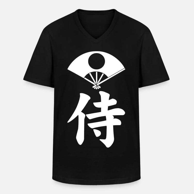 Samurai-Emblem des Satake-Clans (weiß) - Männer-T-Shirt mit V-Ausschnitt - Schwarz