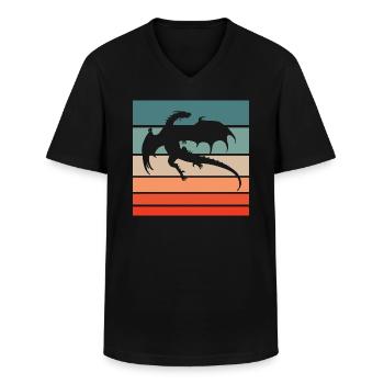 Drache Retro Style Vintage - Männer-T-Shirt mit V-Ausschnitt - Schwarz - Vorne - AI Model Male 178 dark (178cm)