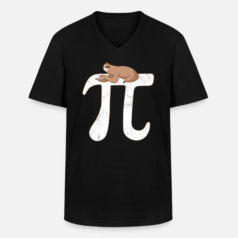 Math Sloth Pi - Männer-T-Shirt mit V-Ausschnitt - Schwarz