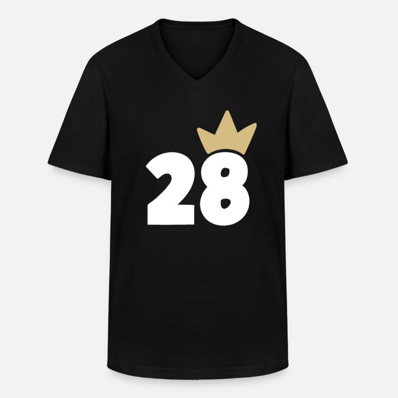 28 Krone Nummer 28 - Männer-T-Shirt mit V-Ausschnitt - Schwarz