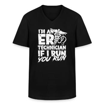 urgence, infirmière, hôpital, krankenpf - T-shirt col V Homme - noir - Devant - AI Model Male 178 dark (178cm)