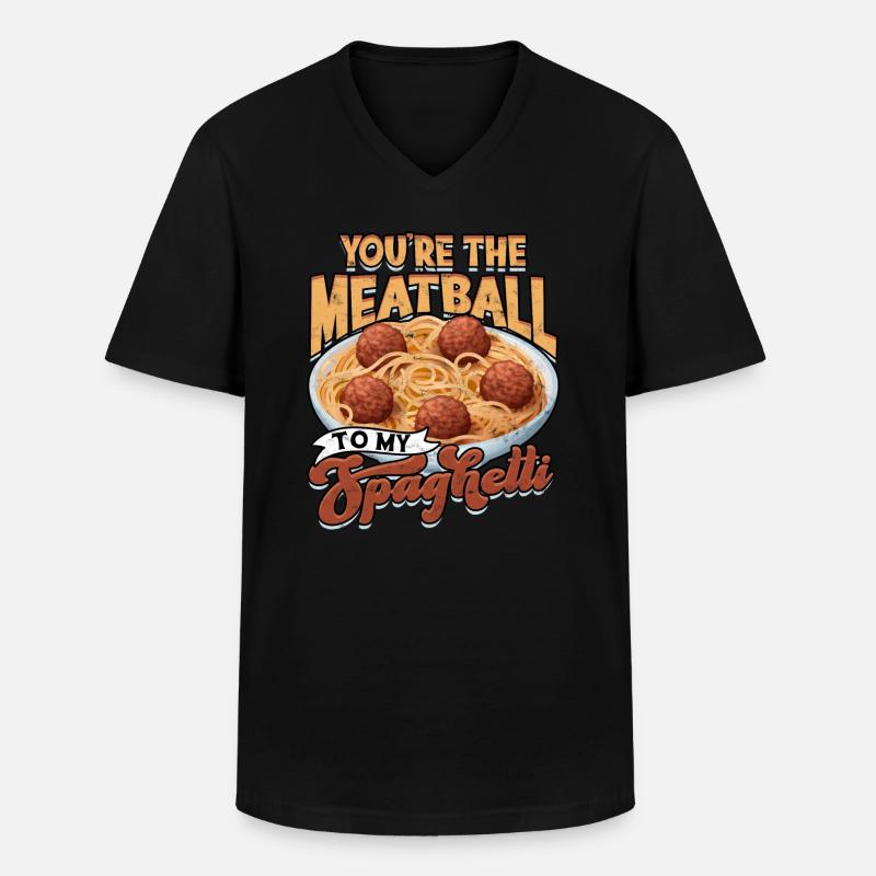 fleischklößchen essen spaghetti geschenk geschenki - Männer-T-Shirt mit V-Ausschnitt - Schwarz