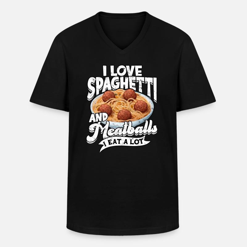 fleischklößchen essen spaghetti geschenk geschenki - Männer-T-Shirt mit V-Ausschnitt - Schwarz