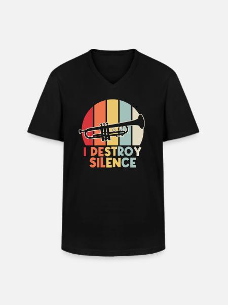 I destroy silence - Men's V-Neck T-Shirt - black