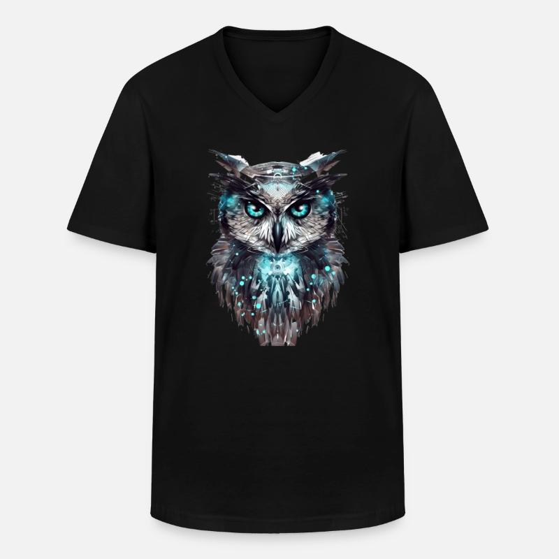 Cyber-Eule - Männer-T-Shirt mit V-Ausschnitt - Schwarz