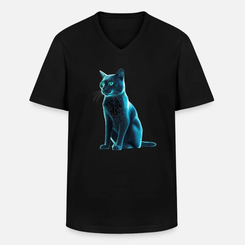 Cyber-Kätzchen - Männer-T-Shirt mit V-Ausschnitt - Schwarz