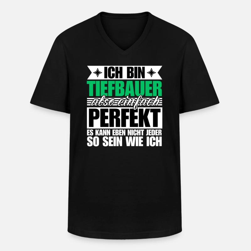 Perfekter Tiefbauer - Männer-T-Shirt mit V-Ausschnitt - Schwarz