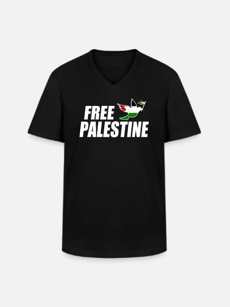 Free palestine - T-shirt col V Homme - noir