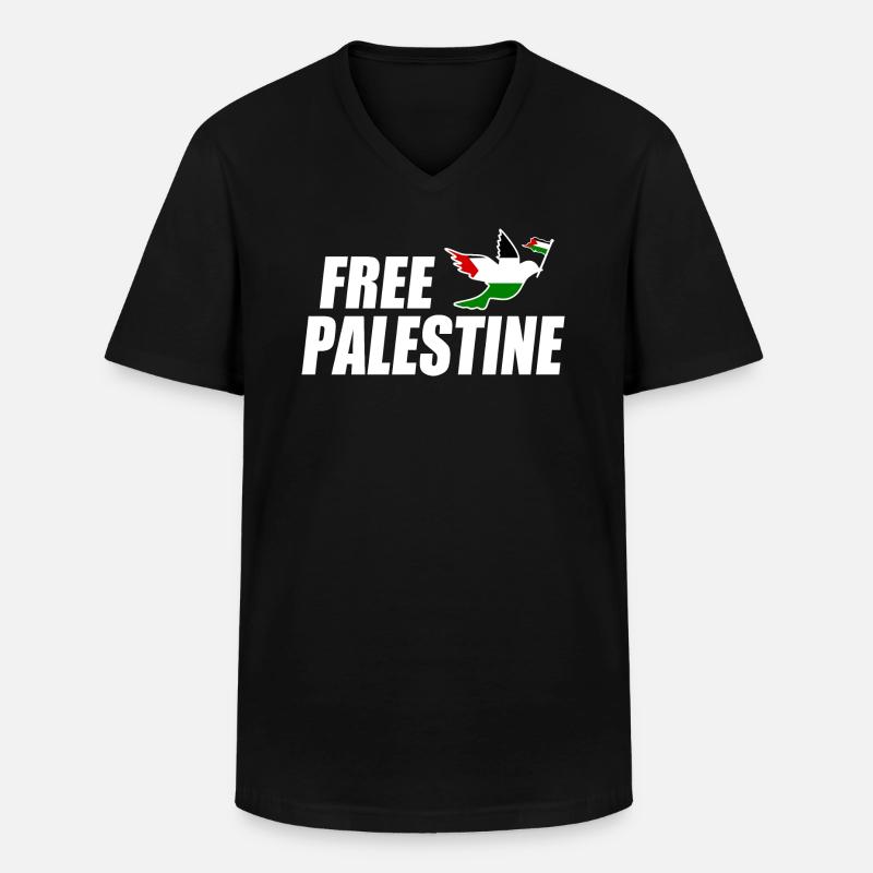 Free palestine - Maglietta da uomo classica con scollo a V - nero