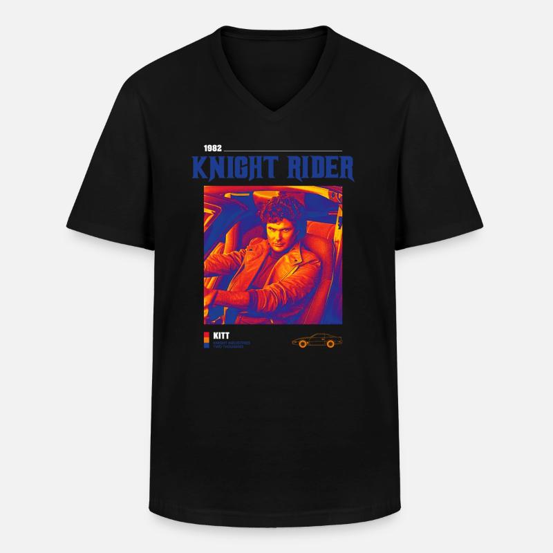 Knight Rider 1982 KITT - Männer-T-Shirt mit V-Ausschnitt - Schwarz