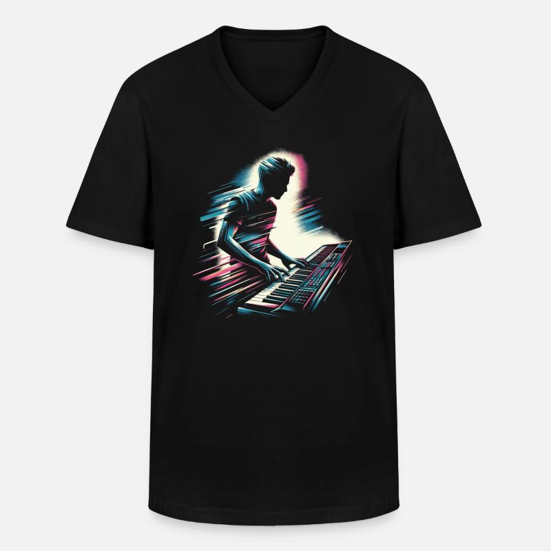 Keyboarder - Männer-T-Shirt mit V-Ausschnitt - Schwarz