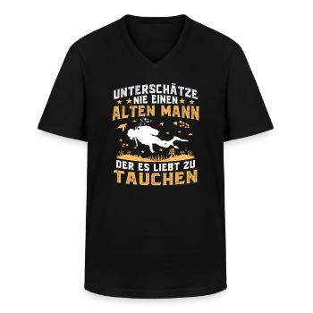 Alten Mann der es liebt zu tauchen - Männer-T-Shirt mit V-Ausschnitt - Schwarz - Vorne - AI Model Male 178 dark (178cm)